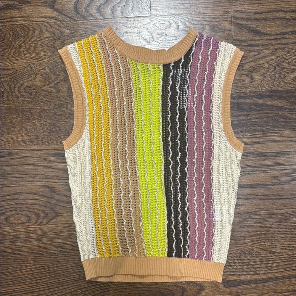 Eva Franco Yellow Ribbed Sleeveless Tank Top